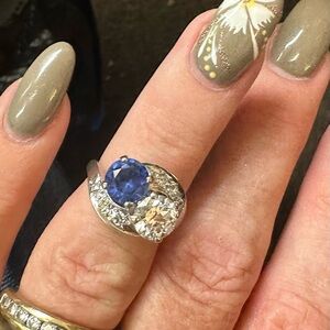 Authentic GIA CERT. diamond and sapphire - incl appraisal